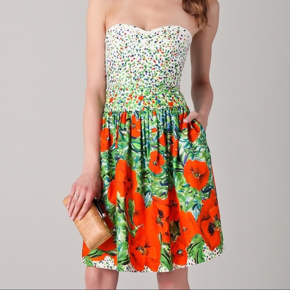 Milly of New York Dresses & Skirts - Milly Strapless Poppy floral Print Party Dress